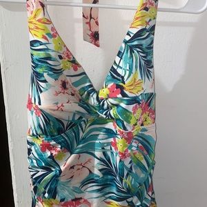 Floral one piece bathing suit